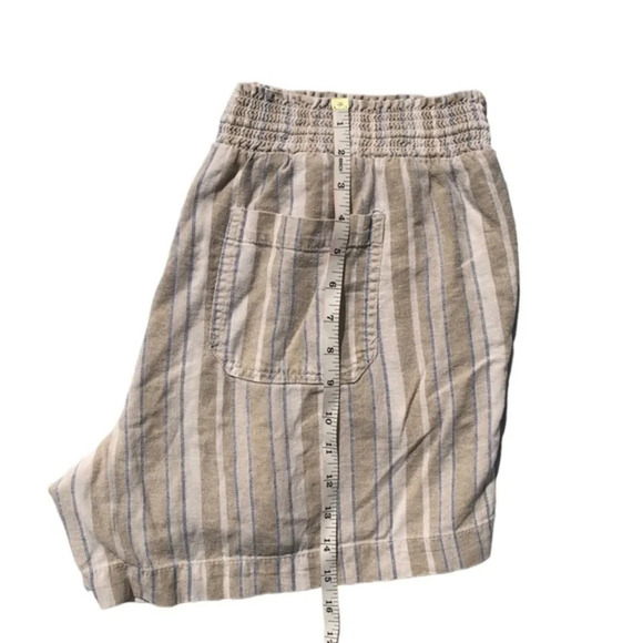 Briggs Tan Beige Linen Blend Elastic Waist Strap Pattern Short Size Large - Picture 5 of 7